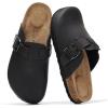 image:imageProject Cloud 100 Genuine Leather Footbed Clogs for Women  Memory Foam Arch Support Slippers for Women  Trendy Slipons Womens Mules amp Clogs Sandals BentonBlack Distressed