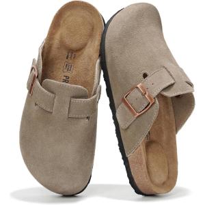 image:imageProject Cloud 100 Genuine Leather Footbed Clogs for Women  Memory Foam Arch Support Slippers for Women  Trendy Slipons Womens Mules amp Clogs Sandals BentonTaupe Suede