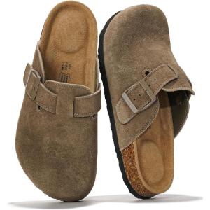 image:imageProject Cloud 100 Genuine Leather Footbed Clogs for Women  Memory Foam Arch Support Slippers for Women  Trendy Slipons Womens Mules amp Clogs Sandals BentonOlive Suede