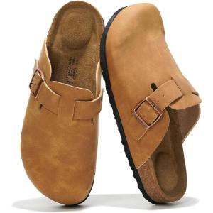 image:imageProject Cloud 100 Genuine Leather Footbed Clogs for Women  Memory Foam Arch Support Slippers for Women  Trendy Slipons Womens Mules amp Clogs Sandals BentonChestnut