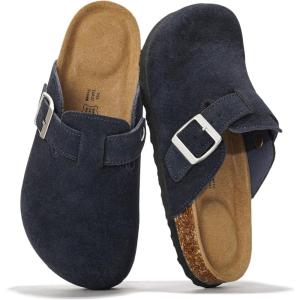 image:imageProject Cloud 100 Genuine Leather Footbed Clogs for Women  Memory Foam Arch Support Slippers for Women  Trendy Slipons Womens Mules amp Clogs Sandals BentonNavy Suede