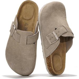 image:imageProject Cloud 100 Genuine Leather Footbed Clogs for Women  Memory Foam Arch Support Slippers for Women  Trendy Slipons Womens Mules amp Clogs Sandals BentonDark Grey Suede