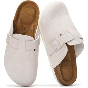 image:imageProject Cloud 100 Genuine Leather Footbed Clogs for Women  Memory Foam Arch Support Slippers for Women  Trendy Slipons Womens Mules amp Clogs Sandals BentonWhite Suede