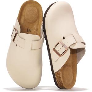 image:imageProject Cloud 100 Genuine Leather Footbed Clogs for Women  Memory Foam Arch Support Slippers for Women  Trendy Slipons Womens Mules amp Clogs Sandals BentonOffwhite