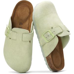 image:imageProject Cloud 100 Genuine Leather Footbed Clogs for Women  Memory Foam Arch Support Slippers for Women  Trendy Slipons Womens Mules amp Clogs Sandals BentonSage Suede
