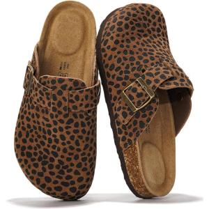 image:imageProject Cloud 100 Genuine Leather Footbed Clogs for Women  Memory Foam Arch Support Slippers for Women  Trendy Slipons Womens Mules amp Clogs Sandals BentonDark Brown Leopard