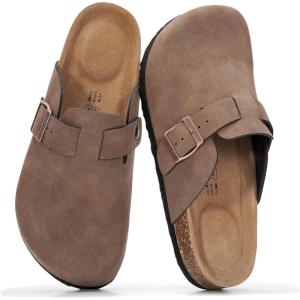 image:imageProject Cloud 100 Genuine Leather Footbed Clogs for Women  Memory Foam Arch Support Slippers for Women  Trendy Slipons Womens Mules amp Clogs Sandals BentonBrown Sugar Leather