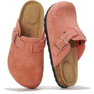 image:imageProject Cloud 100 Genuine Leather Footbed Clogs for Women  Memory Foam Arch Support Slippers for Women  Trendy Slipons Womens Mules amp Clogs Sandals BentonCoral Suede