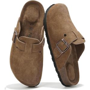 image:imageProject Cloud 100 Genuine Leather Footbed Clogs for Women  Memory Foam Arch Support Slippers for Women  Trendy Slipons Womens Mules amp Clogs Sandals BentonTan Suede