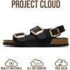 image:imageProject Cloud 100 Genuine Leather Beach Sandals Women with Lightweight amp Comfortable Slides for Women  Non Slip Big Buckle with Memory Foam Slingback Womens Sandals GardaBlack  Rose Gold Buckle