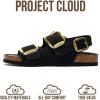 image:imageProject Cloud 100 Genuine Leather Beach Sandals Women with Lightweight amp Comfortable Slides for Women  Non Slip Big Buckle with Memory Foam Slingback Womens Sandals GardaBlack
