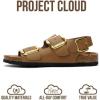 image:imageProject Cloud 100 Genuine Leather Beach Sandals Women with Lightweight amp Comfortable Slides for Women  Non Slip Big Buckle with Memory Foam Slingback Womens Sandals GardaTan