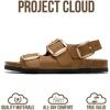 image:imageProject Cloud 100 Genuine Leather Beach Sandals Women with Lightweight amp Comfortable Slides for Women  Non Slip Big Buckle with Memory Foam Slingback Womens Sandals GardaTan  Rose Gold Buckle