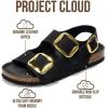 image:imageProject Cloud 100 Genuine Leather Beach Sandals Women with Lightweight amp Comfortable Slides for Women  Non Slip Big Buckle with Memory Foam Slingback Womens Sandals GardaBlack