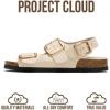 image:imageProject Cloud 100 Genuine Leather Beach Sandals Women with Lightweight amp Comfortable Slides for Women  Non Slip Big Buckle with Memory Foam Slingback Womens Sandals GardaOffwhite  Rose Gold Buckle