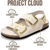 image:imageProject Cloud 100 Genuine Leather Beach Sandals Women with Lightweight amp Comfortable Slides for Women  Non Slip Big Buckle with Memory Foam Slingback Womens Sandals GardaBeige
