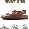 image:imageProject Cloud 100 Genuine Leather Beach Sandals Women with Lightweight amp Comfortable Slides for Women  Non Slip Big Buckle with Memory Foam Slingback Womens Sandals GardaCognac Leather
