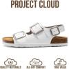 image:imageProject Cloud 100 Genuine Leather Beach Sandals Women with Lightweight amp Comfortable Slides for Women  Non Slip Big Buckle with Memory Foam Slingback Womens Sandals GardaWhite Leather
