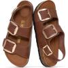 image:imageProject Cloud 100 Genuine Leather Beach Sandals Women with Lightweight amp Comfortable Slides for Women  Non Slip Big Buckle with Memory Foam Slingback Womens Sandals GardaCognac Leather