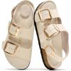 image:imageProject Cloud 100 Genuine Leather Beach Sandals Women with Lightweight amp Comfortable Slides for Women  Non Slip Big Buckle with Memory Foam Slingback Womens Sandals GardaOffwhite  Rose Gold Buckle