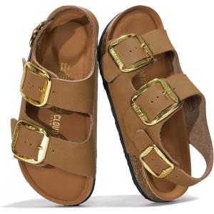 image:imageProject Cloud 100 Genuine Leather Beach Sandals Women with Lightweight amp Comfortable Slides for Women  Non Slip Big Buckle with Memory Foam Slingback Womens Sandals GardaTan