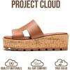 image:imageProject Cloud 100 Genuine Leather Wedge Platform Sandals Women Footwear  Memory Foam Insole and NonSlip Platform Slides for Women  Lightweight Womens Sandals MILACognac Leather