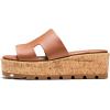 image:imageProject Cloud 100 Genuine Leather Wedge Platform Sandals Women Footwear  Memory Foam Insole and NonSlip Platform Slides for Women  Lightweight Womens Sandals MILACognac Leather