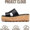 image:imageProject Cloud 100 Genuine Leather Wedge Platform Sandals Women Footwear  Memory Foam Insole and NonSlip Platform Slides for Women  Lightweight Womens Sandals MILABlack Leather