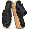 image:imageProject Cloud 100 Genuine Leather Wedge Platform Sandals Women Footwear  Memory Foam Insole and NonSlip Platform Slides for Women  Lightweight Womens Sandals MILABlack Leather