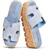 image:imageProject Cloud 100 Genuine Leather Wedge Platform Sandals Women Footwear  Memory Foam Insole and NonSlip Platform Slides for Women  Lightweight Womens Sandals MILABlue Jean Suede