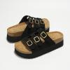 image:imageProject Cloud 100 Genuine Leather Platform Sandals Women Footwear  Comfortable Wedges with Memory Foam Insole  Non Slip 3Strap Summer Sandals for Women 2026 DyanBlack