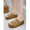 image:imageProject Cloud 100 Genuine Leather Platform Sandals Women Footwear  Comfortable Wedges with Memory Foam Insole  Non Slip 3Strap Summer Sandals for Women 2026 DyanChestnut