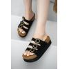 image:imageProject Cloud 100 Genuine Leather Platform Sandals Women Footwear  Comfortable Wedges with Memory Foam Insole  Non Slip 3Strap Summer Sandals for Women 2026 DyanBlack
