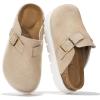 image:imageProject Cloud Chunky Kids Clogs  100 Genuine Leather Clogs for Kids with Cork Footbed amp Arch Support  NonSlip Mules amp Sandals for Girls Footwear Little BentonChunkyBeige Suede