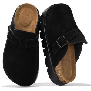 image:imageProject Cloud Chunky Kids Clogs  100 Genuine Leather Clogs for Kids with Cork Footbed amp Arch Support  NonSlip Mules amp Sandals for Girls Footwear Little BentonChunkyBlack Mono
