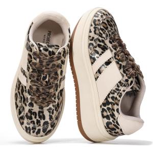image:imageProject Cloud Fashion Platform Sneakers for Kids 2026  Lightweight Memory Foam Insole Kids Shoes  Durable amp NonSlip Lace up Trendy Platform Kids Sneakers Little NitaLeopard