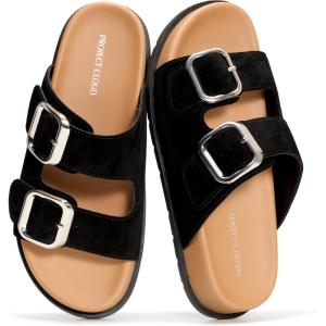 image:imageProject Cloud Platform Summer Sandals for Women 2026  Comfortable and Adjustable Straps Summer Slides with Memory Foam Insole  NonSlip Casual Womens SandalsBlack