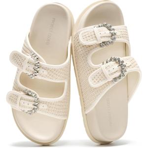 image:imageProject Cloud Platform Summer Sandals for Women 2026  Comfortable and Adjustable Straps Summer Slides with Memory Foam Insole  NonSlip Casual Womens SandalsOffwhite Raffia
