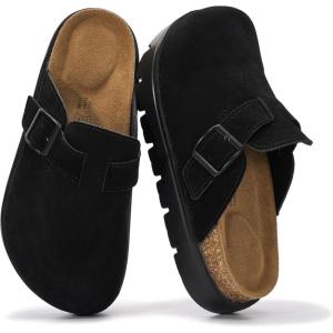 image:imageProject Cloud 100 Genuine Leather Platform Clogs for Women Footwear  Memory Foam Arch Support Cork Footbed Casual Shoes amp Mules for Women 2026 Benton ChunkyBlackmono