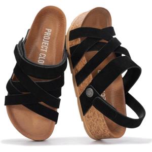 image:imageProject Cloud 100 Genuine Leather Platform Sandals Women  Strappy Wedges with Comfortable Plush Insole  Lightweight amp Non Slip Wedge Sandals for Women Footwear 2026 PacificaBlack Suede