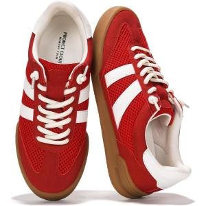 image:imageProject Cloud Genuine Leather Casual Sneakers for Women  Memory Foam Insoles LaceUp Womens Shoes amp Lightweight Womens Fashion Sneakers  NonSlip Shoes for Women Footwear VerdyRed