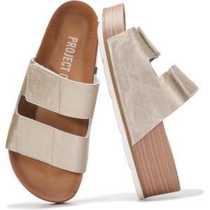 image:imageProject Cloud 100 Genuine Leather Platform Sandals Women FootwearBeach Essentials Summer Wedges with Plush and Soft InsoleNon Slip amp Lightweight Wedge Sandals For Women 2026Metallic Gold Leather
