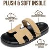image:imageProject Cloud 100 Genuine Leather Womens Sandals  Stylish amp Comfy Sandals for Women Footwear with Plush amp Soft Insole  Slipresistant Slides for WomenBeige Leather