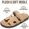 image:imageProject Cloud 100 Genuine Leather Womens Sandals  Stylish amp Comfy Sandals for Women Footwear with Plush amp Soft Insole  Slipresistant Slides for WomenBeige Sable