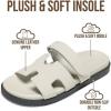 image:imageProject Cloud 100 Genuine Leather Womens Sandals  Stylish amp Comfy Sandals for Women Footwear with Plush amp Soft Insole  Slipresistant Slides for WomenLight Grey