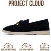 image:imageProject Cloud Genuine Leather Womens Shoes  Lightweight Moccasins Penny Loafers for Women with Memory Foam and Leather Insole  NonSlip Casual Womens Slip on Shoes for Women IrisBlack Suede