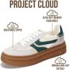 image:imageProject Cloud Platform Sneakers for Women Footwear  Memory Foam Insole Womens Shoes Lightweight and NonSlip Sole Lace Up Fashion Sneakers for Women 2026 VolleyWhitegreen Stripe
