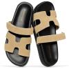 image:imageProject Cloud 100 Genuine Leather Womens Sandals  Stylish amp Comfy Sandals for Women Footwear with Plush amp Soft Insole  Slipresistant Slides for WomenBeige Leather