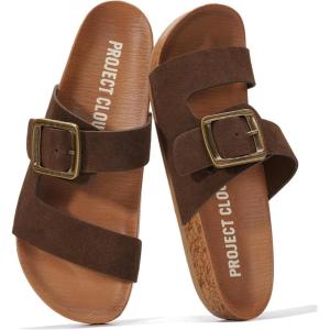image:imageProject Cloud 100 Genuine Leather Womens Sandals  Plush Insole Sandals for Women 2026  Lightweight amp Non Slip Slides amp Women Footwear with Buckle BalancedWhiskey Suede