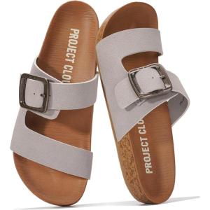 image:imageProject Cloud 100 Genuine Leather Womens Sandals  Plush Insole Sandals for Women 2026  Lightweight amp Non Slip Slides amp Women Footwear with Buckle BalancedAsh Suede